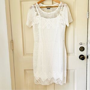 Ralph Lauren White Crochet Shift Dress.